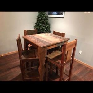 Reclaimed wood high top table and chairs